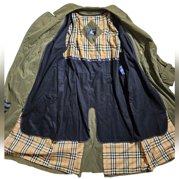 Vtg Burberry | Nova Check Olive Green Trench Coat | With liner | Brass buckles - Picture 10 of 16